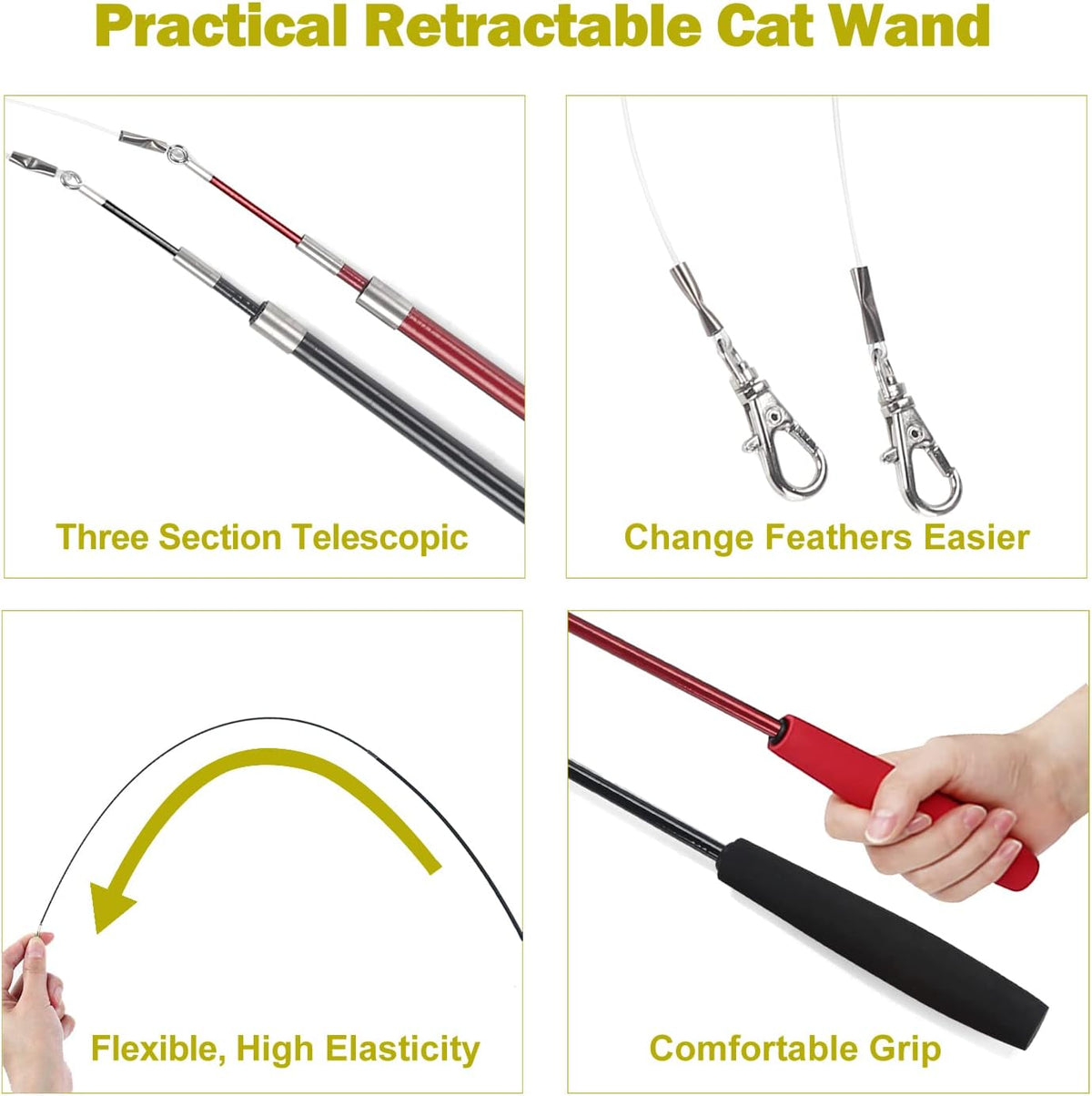 11-Piece Interactive Cat Feather Wand Toy Set for Indoor Cats