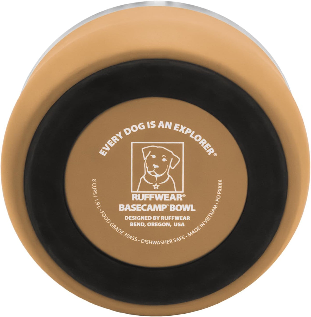 Rust Resistant Stainless Steel Dog Food & Water Bowl, Tan