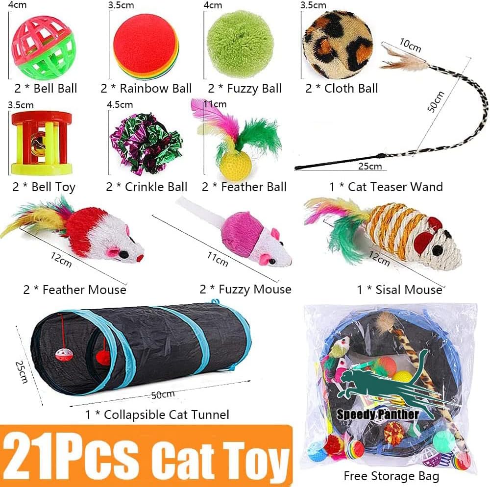 21-Piece Interactive Cat Activity Tunnel Set for Indoor Play