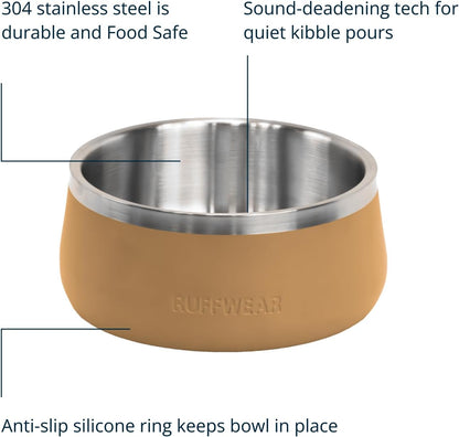 Rust Resistant Stainless Steel Dog Food & Water Bowl, Tan