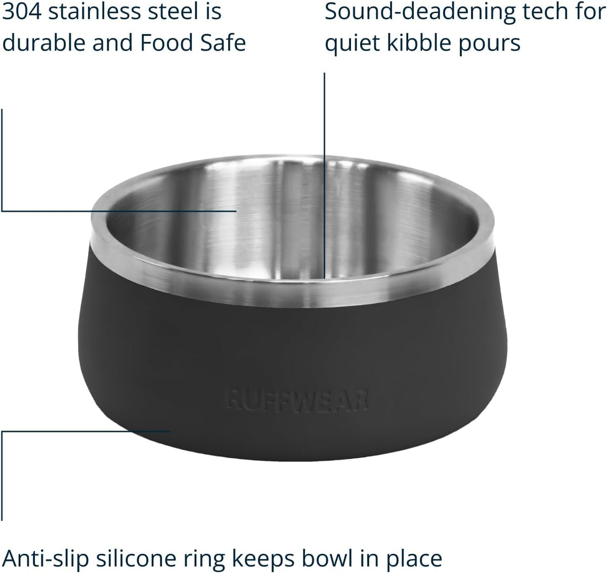 Non-Slip Stainless Steel Dog Food and Water Bowl, Basalt Gray