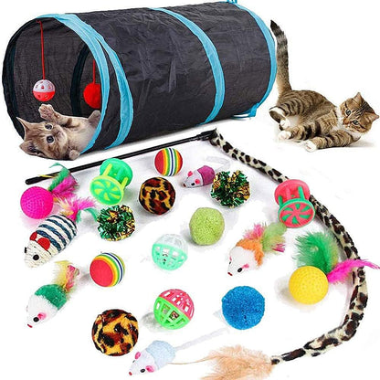 21-Piece Interactive Cat Activity Tunnel Set for Indoor Play