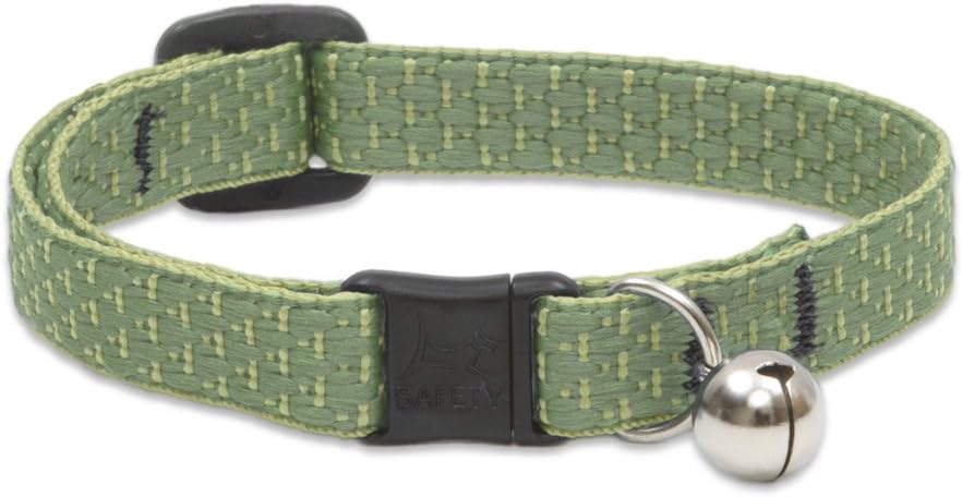 Breakaway Safety Cat Collar with Bell, Adjustable, Moss Green