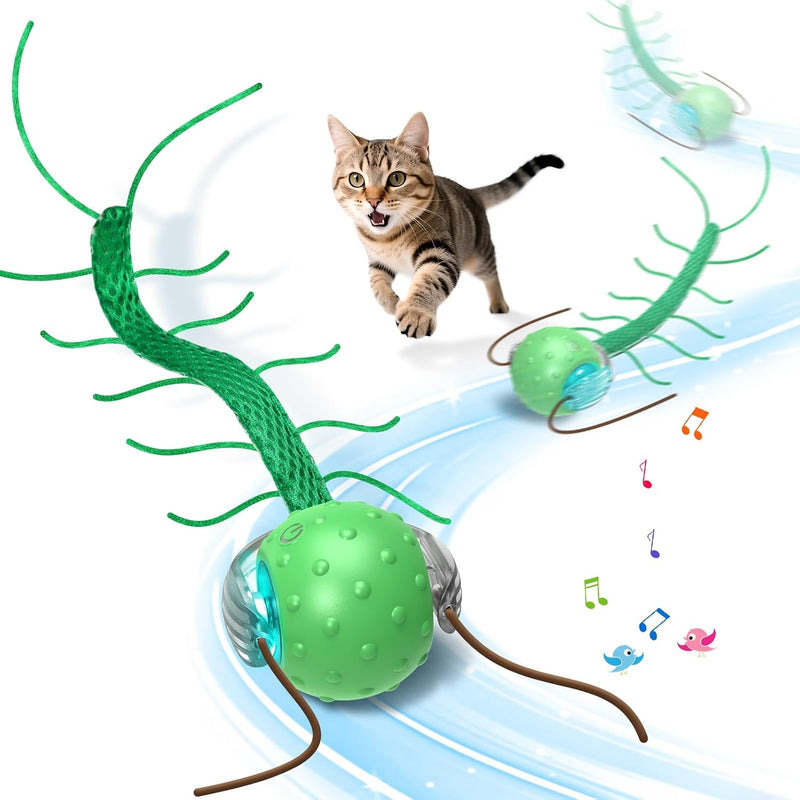 Interactive Motion Cat Ball Toy with Chirping Sounds, Green