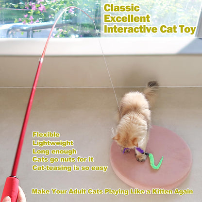 11-Piece Interactive Cat Feather Wand Toy Set for Indoor Cats