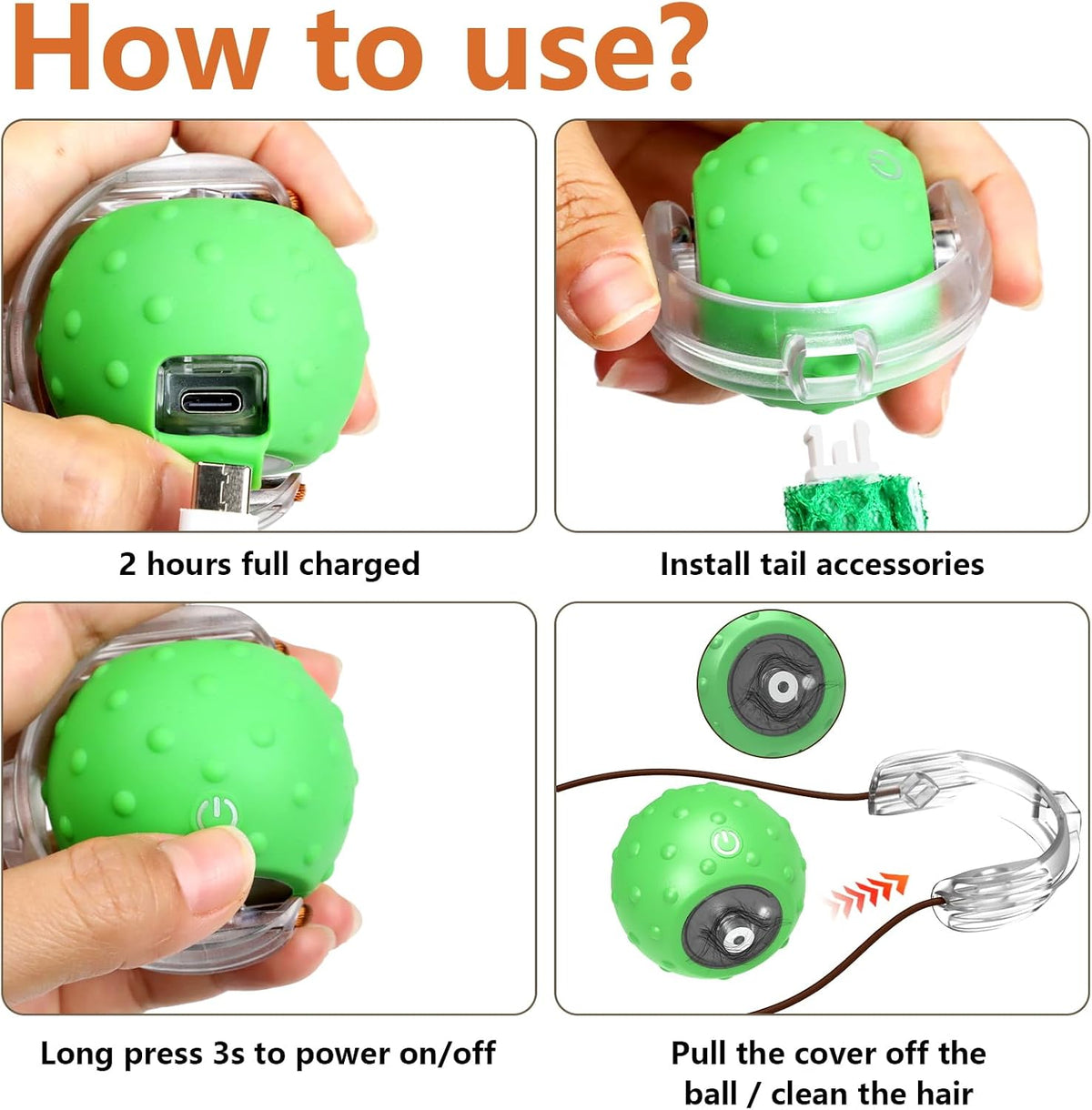 Interactive Motion Cat Ball Toy with Chirping Sounds, Green