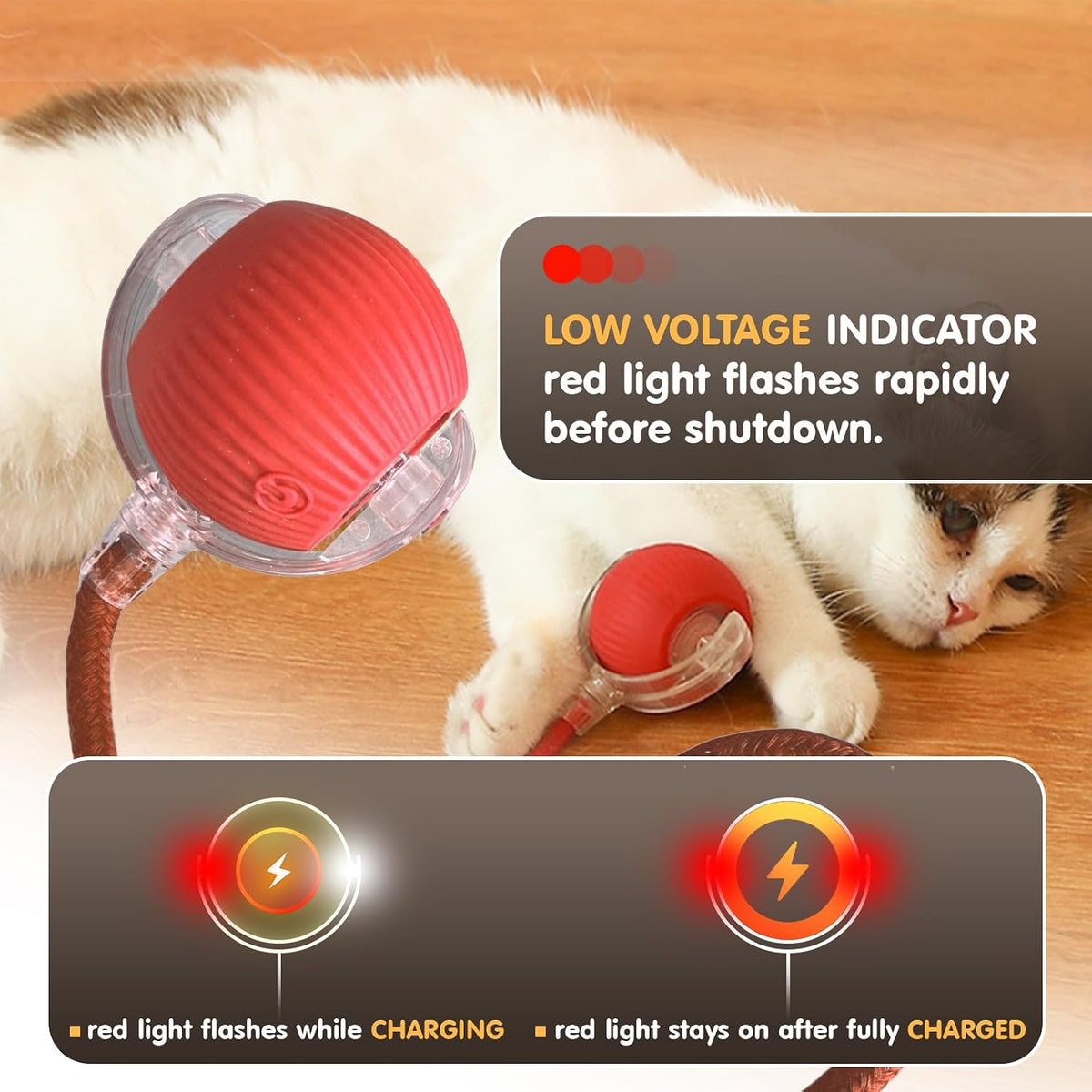 Automatic Interactive Motion Cat Ball Toy for Indoor Play, Red