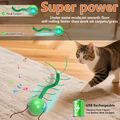 Interactive Motion Cat Ball Toy with Chirping Sounds, Green